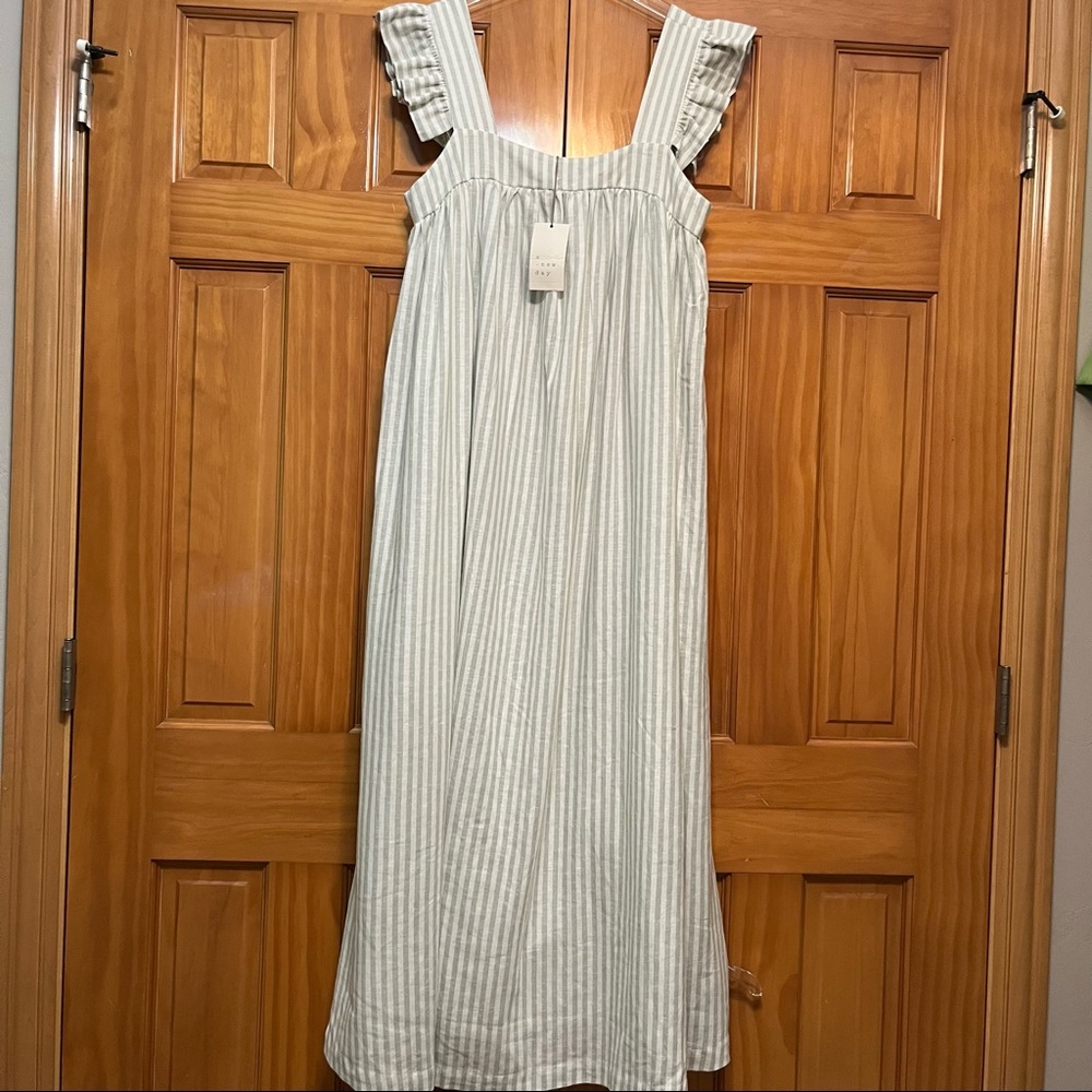 A New Day Linen Blend Striped Summer Dress Size Large NWT